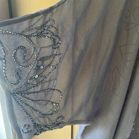 BKE Boutique Sz M Sheer Beaded Kimono Topper Whimsigoth Fairycore - Picture 6 of 8